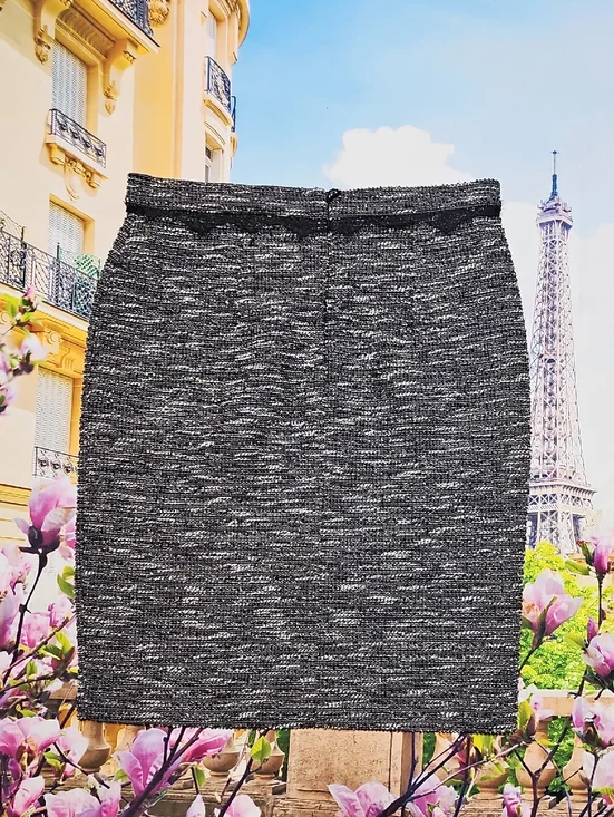 Ann Taylor Black and Gray Textured Tweed Pencil Skirt SP Small Petite New - Picture 8 of 8